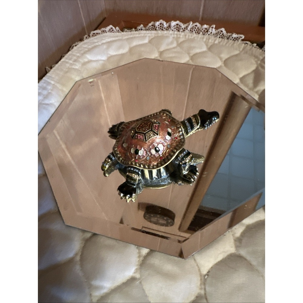 Cute Multicolor Turtle Trinket Box With Rhinestones